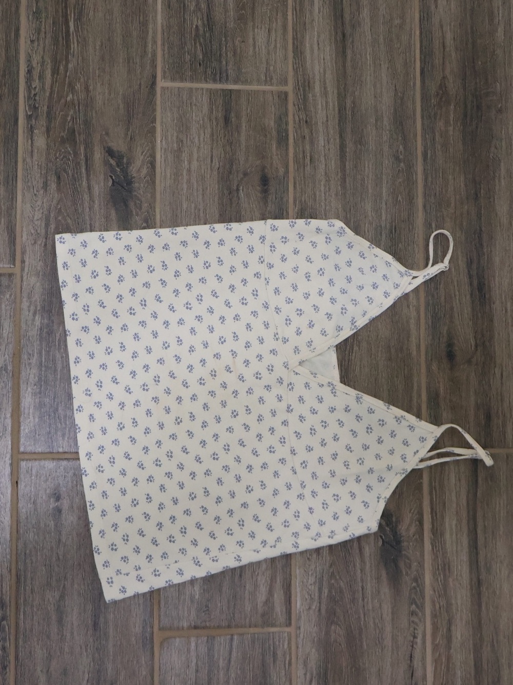 Brandy Melville White Top with Light Blue Floral Print